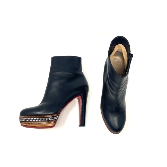 Christian Louboutin Black Smooth Leather Ankle Booties size 9 - Picture 8 of 15